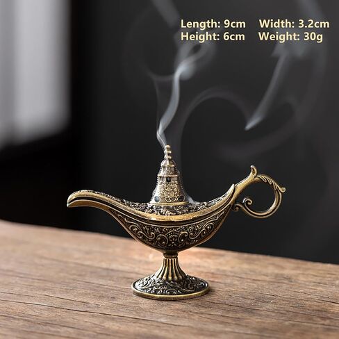 Arabic Incense Burner Aladdin Magic Incenses Holder Antique Style Lamp Metal Incense Burner Scented & Unscented Candle Holder Home Office Decor in Kuwait