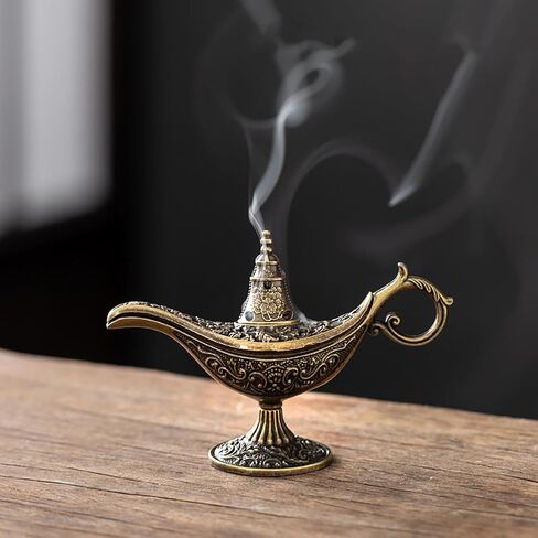 Arabic Incense Burner Aladdin Magic Incenses Holder Antique Style Lamp Metal Incense Burner Scented & Unscented Candle Holder Home Office Decor in Kuwait