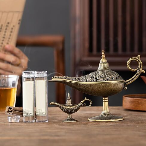 Arabic Incense Burner Aladdin Magic Incenses Holder Antique Style Lamp Metal Incense Burner Scented & Unscented Candle Holder Home Office Decor in Kuwait