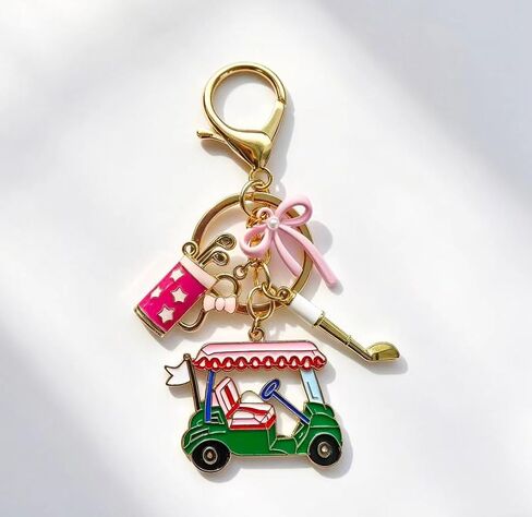 Golf Bag Charms Keychain for Women Handbags Tote Bags Golf Bag Accessories Purse Charm Cute Car Bow Keychain in Saudi Arabia