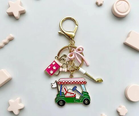 Golf Bag Charms Keychain for Women Handbags Tote Bags Golf Bag Accessories Purse Charm Cute Car Bow Keychain in Saudi Arabia