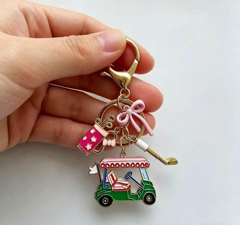 Golf Bag Charms Keychain for Women Handbags Tote Bags Golf Bag Accessories Purse Charm Cute Car Bow Keychain in Saudi Arabia