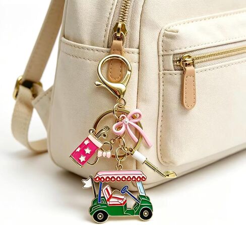 Golf Bag Charms Keychain for Women Handbags Tote Bags Golf Bag Accessories Purse Charm Cute Car Bow Keychain in Saudi Arabia