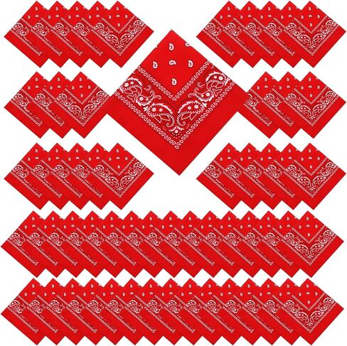 50 قطعة من عصابات الرأس الحمراء، وشاح كبير لعصابة رأس رعاة البقر ومنديل متعدد الأغراض للنساء والرجال، عصابات بوليستر مقاس 21.7 × 21.7 بوصة لمستلزمات الحفلات والأنشطة الخارجية in Kuwait