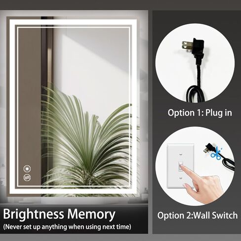 COLMERD 24 x 36'' LED Mirror for Bathroom Anti-Fog 3 Colors Dimmable Bathroom Mirror with Lights Brightness Lighted Vanity Mirror Wall Mounted Memory Touch Sensor Horizontal/Vertical Home Decor in Saudi Arabia