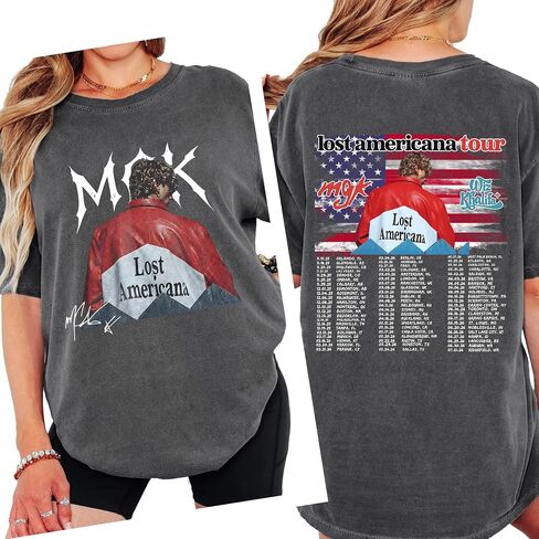 Lost Americana M.G.K Tour Shirt, Vintage Inspired Retro Country Rock Graphic Tee, Double Sided Concert Style Shirt in Saudi Arabia