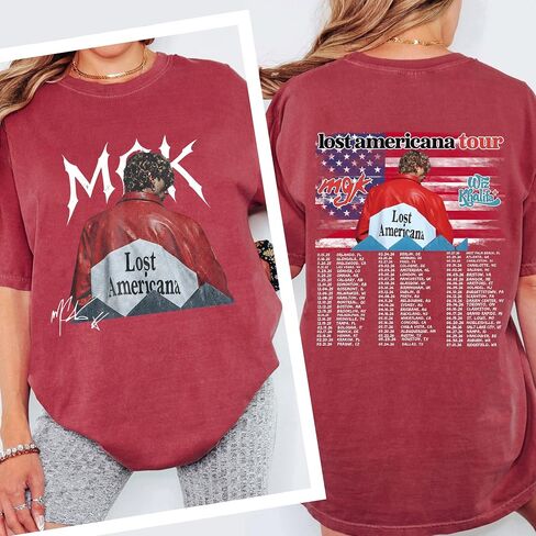Lost Americana M.G.K Tour Shirt, Vintage Inspired Retro Country Rock Graphic Tee, Double Sided Concert Style Shirt in Saudi Arabia