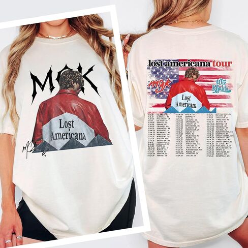 Lost Americana M.G.K Tour Shirt, Vintage Inspired Retro Country Rock Graphic Tee, Double Sided Concert Style Shirt in Saudi Arabia