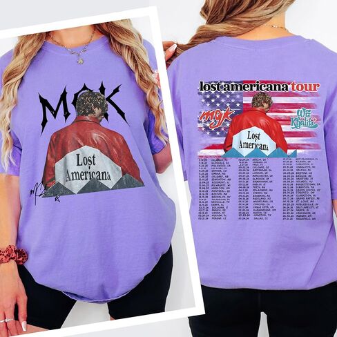 Lost Americana M.G.K Tour Shirt, Vintage Inspired Retro Country Rock Graphic Tee, Double Sided Concert Style Shirt in Saudi Arabia