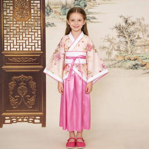 Chinese Hanfu Dress for Girls Kids Asian Princess Costume Chinese Tang Suit Cosplay Outfit 4 Pcs in Saudi Arabia