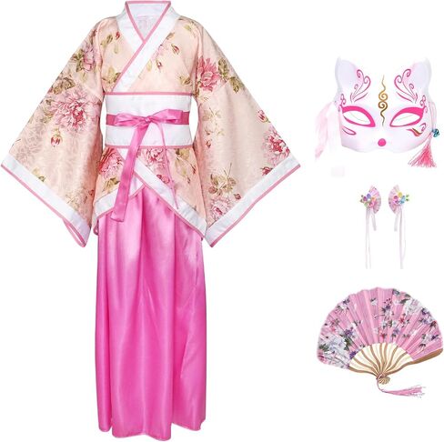 Chinese Hanfu Dress for Girls Kids Asian Princess Costume Chinese Tang Suit Cosplay Outfit 4 Pcs in Saudi Arabia