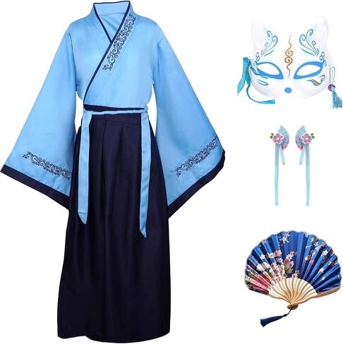 Chinese Hanfu Dress for Girls Kids Asian Princess Costume Chinese Tang Suit Cosplay Outfit 4 Pcs in Saudi Arabia