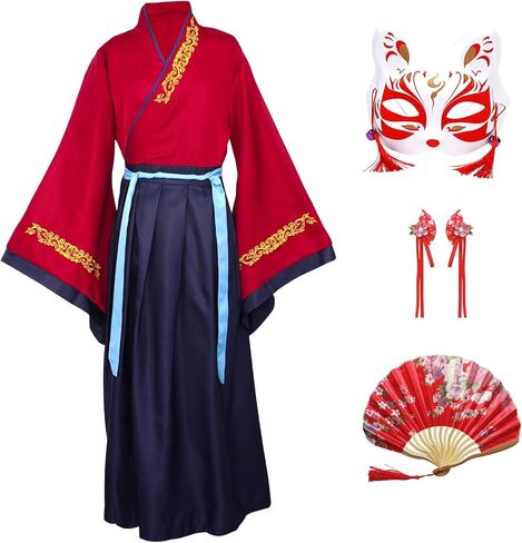 Chinese Hanfu Dress for Girls Kids Asian Princess Costume Chinese Tang Suit Cosplay Outfit 4 Pcs in Saudi Arabia