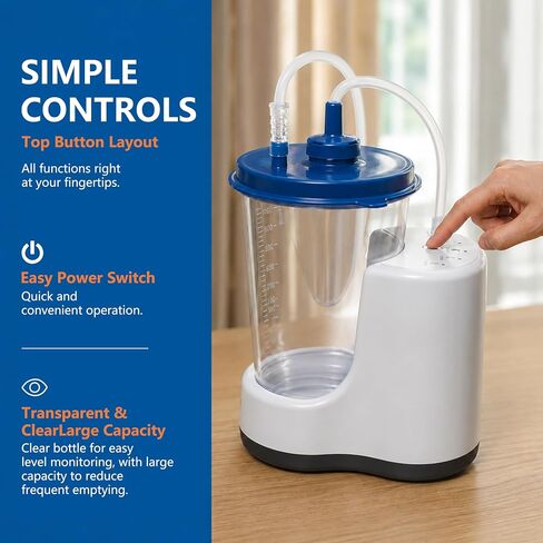 Portable Negative Pressure Urine Collection System with Suction Pump, Liquid-Free Pump Design, Adjustable 4-Mode Timer, 2000ml Collection Canister, Compatible with External Catheters for Men and Women in Saudi Arabia