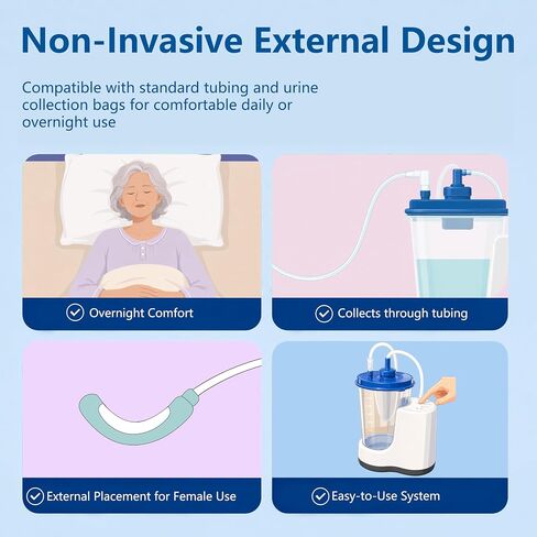 Portable Negative Pressure Urine Collection System with Suction Pump, Liquid-Free Pump Design, Adjustable 4-Mode Timer, 2000ml Collection Canister, Compatible with External Catheters for Men and Women in Saudi Arabia