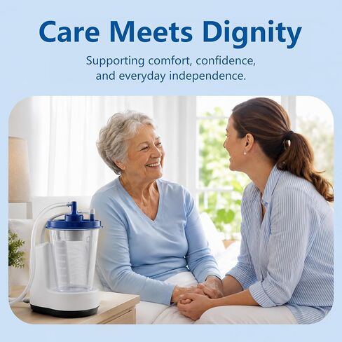 Portable Negative Pressure Urine Collection System with Suction Pump, Liquid-Free Pump Design, Adjustable 4-Mode Timer, 2000ml Collection Canister, Compatible with External Catheters for Men and Women in Saudi Arabia