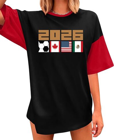 Ithalt Soccer Cup 2026 Shirt Women: Oversized Soccer Football Shirts Game Day Outfits Soccer Fan Short Sleeve Jersey in Kuwait