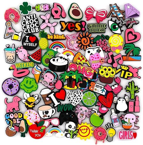 50PCS Random Shoe Charms, Cute Cartoon Shoe Charms Decoration with Different Designs Shape for Teens and Adult Party Gift in Kuwait
