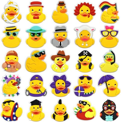 25PCS PVC Little Yellow Duck Shoe Charms with Pins, Animal Themed Shoe Decor Set, Versatile Accessories for Beach Bags & Shoes, Gifts Idea for Birthdays, Christmas, Halloween，Party Favors Shoes in Saudi Arabia