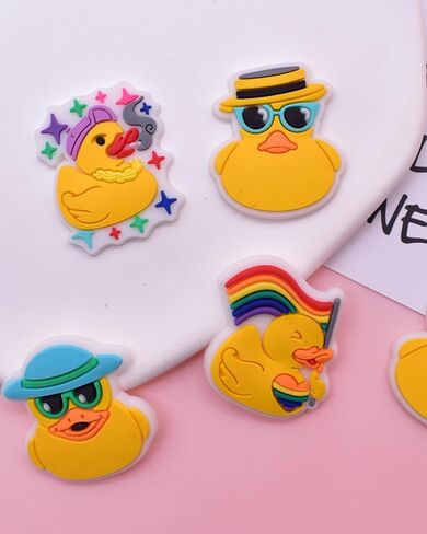 25PCS PVC Little Yellow Duck Shoe Charms with Pins, Animal Themed Shoe Decor Set, Versatile Accessories for Beach Bags & Shoes, Gifts Idea for Birthdays, Christmas, Halloween，Party Favors Shoes in Saudi Arabia