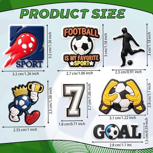46PCS Soccer Shoe Charms for Clogs, 2026 Football Shoe Accessories with Player, Goal Themed PVC Shoe Decorations for Soccer Party Favors Birthday Gifts in Kuwait