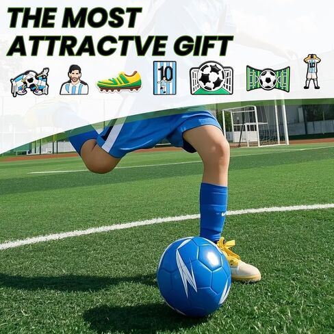 46PCS Soccer Shoe Charms for Clogs, 2026 Football Shoe Accessories with Player, Goal Themed PVC Shoe Decorations for Soccer Party Favors Birthday Gifts in Kuwait