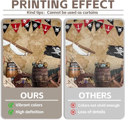 ZTHMOE 7x5ft Polyester Halloween Pirate Photography Backdrop Nautical Treasure Map Background Kids Pirates Ship Birthday Party Decorations Photo Banner Props with Four Holes Easy to Hang in Saudi Arabia