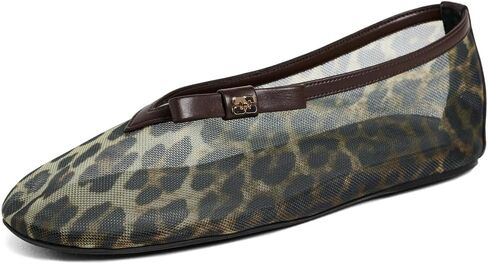 Ganni Women's Jenny Printed Mesh Bow Ballerina Flats in Saudi Arabia