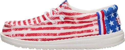 HEYDUDE Boy's Youth Wally Americana Mesh Slip On Shoe, American Flag Size 6 | Lightweight Easy On Breathable Kids Sneaker in Kuwait