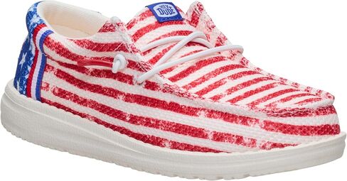 HEYDUDE Boy's Youth Wally Americana Mesh Slip On Shoe, American Flag Size 6 | Lightweight Easy On Breathable Kids Sneaker in Kuwait