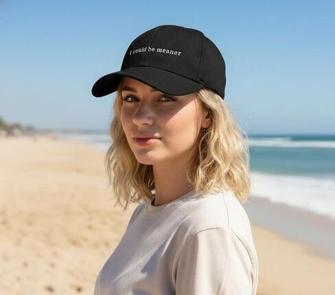 I Could Be Meaner Baseball Cap Women Funny Humorous Quotes Retro Embroidered Adjustable Cotton Baseball Cap Black in Saudi Arabia