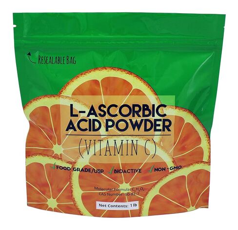 Duda Energy asc8p Pail of L-Ascorbic Acid Powder 99+% Food Grade USP36/BP2012 Naturally Fermented Pure White Crystals Form of Vitamin C, 8 lb. in Kuwait
