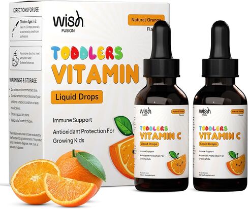 Kids Vitamin C Liquid Drops for Daily Immune Support, Liquid Vitamin C for Kids, Easy Absorption Drops Toddler Vitamin C, Gentle Daily Use, Infant Friendly 2 × 30ml Bottles in Saudi Arabia
