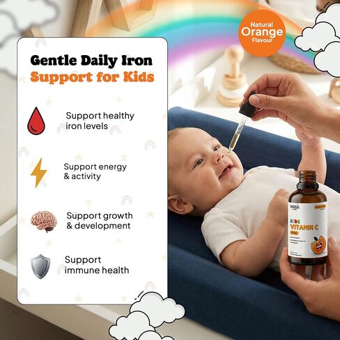 Kids Vitamin C Liquid Drops for Daily Immune Support, Liquid Vitamin C for Kids, Easy Absorption Drops Toddler Vitamin C, Gentle Daily Use, Infant Friendly 2 × 30ml Bottles in Saudi Arabia