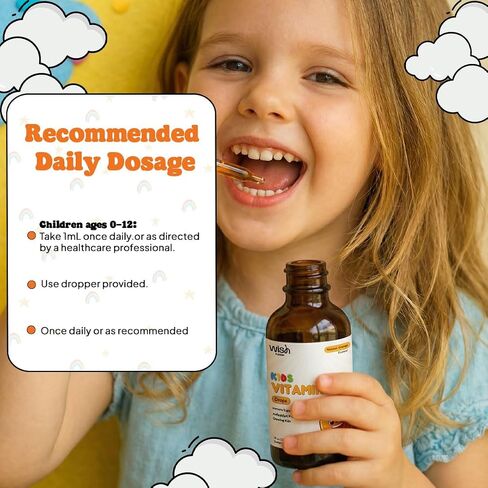 Kids Vitamin C Liquid Drops for Daily Immune Support, Liquid Vitamin C for Kids, Easy Absorption Drops Toddler Vitamin C, Gentle Daily Use, Infant Friendly 2 × 30ml Bottles in Saudi Arabia