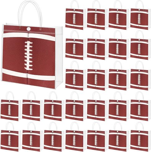 MIMIND Football Gift Bags with Handles Football Party Favors Goodie Treat Bag, 30 Pieces Clear PVC Bags 8 x 8 x 3.15 Inch Gift Wrap Tote Bag for Sport Theme Birthday Party Supplies in Kuwait
