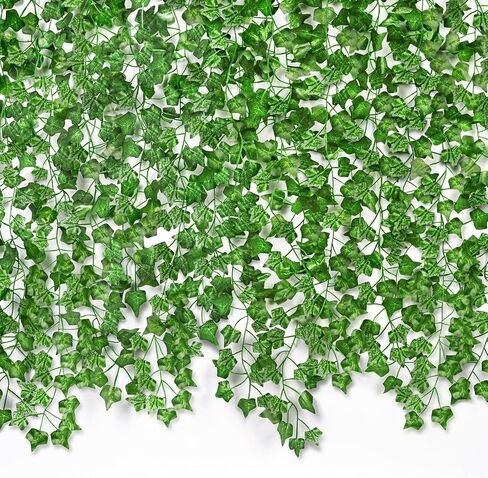 CQURE 120 Pack 840Ft Artificial Ivy Fake Vines,Ivy Garland Greenery Garland Fake Hanging Plants Vines Aesthetic Green Leaves for Bedroom Wedding Party Garden Wall Room Decor in Saudi Arabia