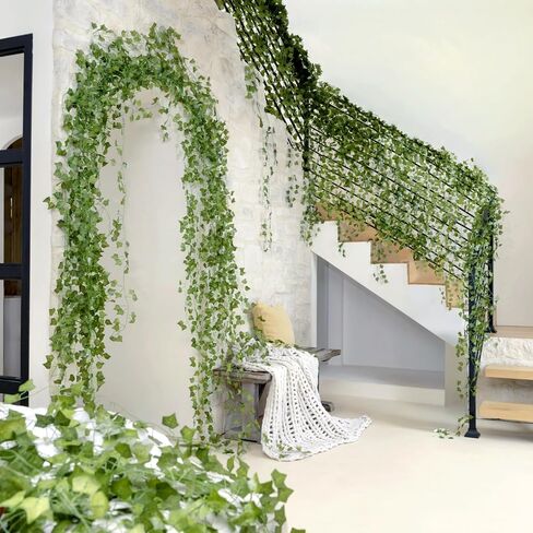 CQURE 120 Pack 840Ft Artificial Ivy Fake Vines,Ivy Garland Greenery Garland Fake Hanging Plants Vines Aesthetic Green Leaves for Bedroom Wedding Party Garden Wall Room Decor in Saudi Arabia