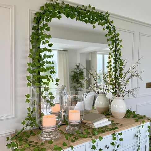 CQURE 120 Pack 840Ft Artificial Ivy Fake Vines,Ivy Garland Greenery Garland Fake Hanging Plants Vines Aesthetic Green Leaves for Bedroom Wedding Party Garden Wall Room Decor in Saudi Arabia