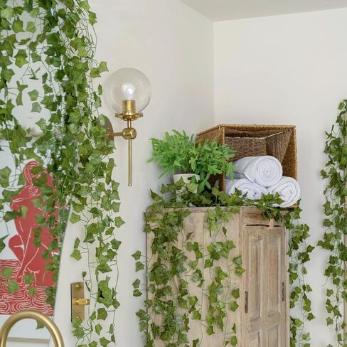 CQURE 120 Pack 840Ft Artificial Ivy Fake Vines,Ivy Garland Greenery Garland Fake Hanging Plants Vines Aesthetic Green Leaves for Bedroom Wedding Party Garden Wall Room Decor in Saudi Arabia