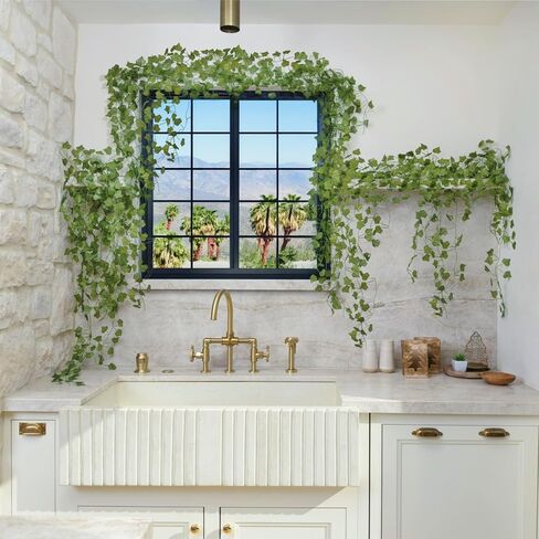 CQURE 120 Pack 840Ft Artificial Ivy Fake Vines,Ivy Garland Greenery Garland Fake Hanging Plants Vines Aesthetic Green Leaves for Bedroom Wedding Party Garden Wall Room Decor in Saudi Arabia