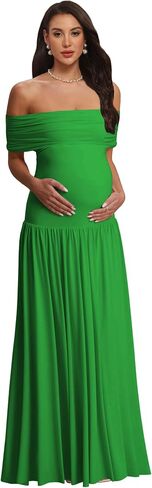 Off Shoulder Maternity Dresses Ruffles Baby Shower Dress for Photoshoot in Saudi Arabia