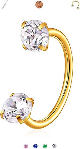 18G/20G Horseshoe Nose Ring,Hypoallergenic Titanium Horse Shoe Nose Ring For Women,Internally Threaded Lip Septum Helix Daith Ear Gold/Sliver Nose Piercing Jewelry 8mm in Kuwait