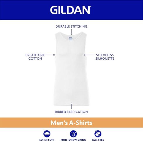 Gildan Men's A-Shirt Tanks, Multipack, Style G1104, Black/Sport Grey/Charcoal (15-Pack), Medium in Kuwait