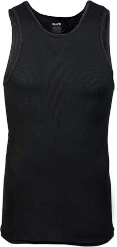 Gildan Men's A-Shirt Tanks, Multipack, Style G1104, Black/Sport Grey/Charcoal (15-Pack), Medium in Kuwait