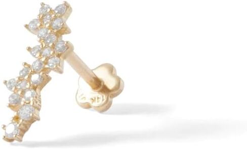 AVORA 14K Yellow Gold Simulated Diamond CZ Five Star Cartilage Piercing Flat Back Earring Body Jewelry (18 Gauge) in Kuwait