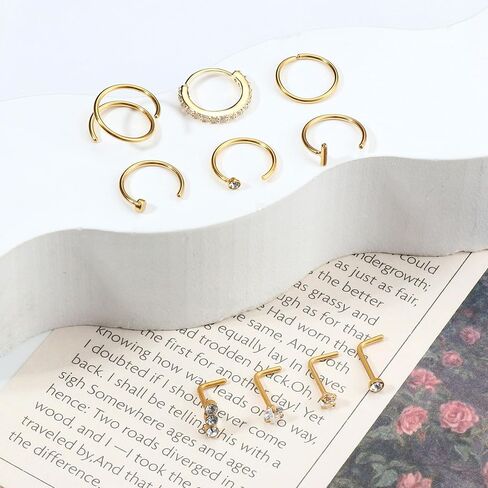 حلقات أنف مملوءة بالذهب عيار 14 قيراط من Besteel، لا تسبب الحساسية، حلقات أنف من الفولاذ المقاوم للصدأ 316L in Kuwait