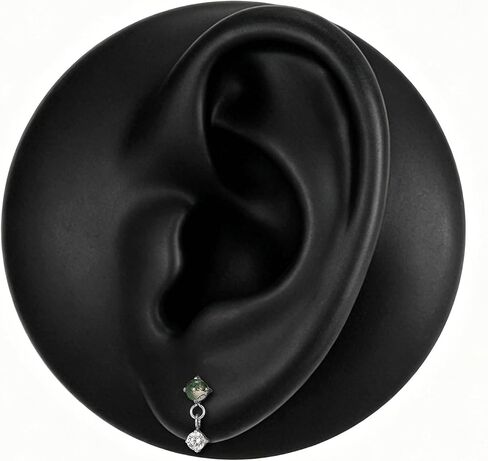 1 Pair ASTM F136 Titanium Earrings for Women, Dainty Flat Back Stud, Moss Agate Dangle Earrings, Cartilage Earrings in Saudi Arabia