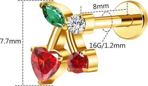 G23 Titanium 16G Push in Flatback Stud for Flat, Helix, Tragus, Conch, Lobe CZ Nose Stud Lip Stud Hypoallergenic Cartilage Earring Piercing Jewelry in Kuwait