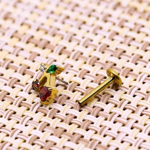 G23 Titanium 16G Push in Flatback Stud for Flat, Helix, Tragus, Conch, Lobe CZ Nose Stud Lip Stud Hypoallergenic Cartilage Earring Piercing Jewelry in Kuwait